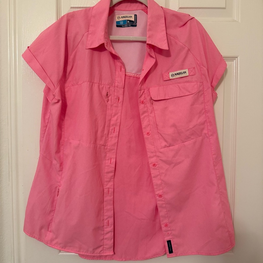 Magellan Outdoors Kids Pink Button Down Shirt hiking camping summer